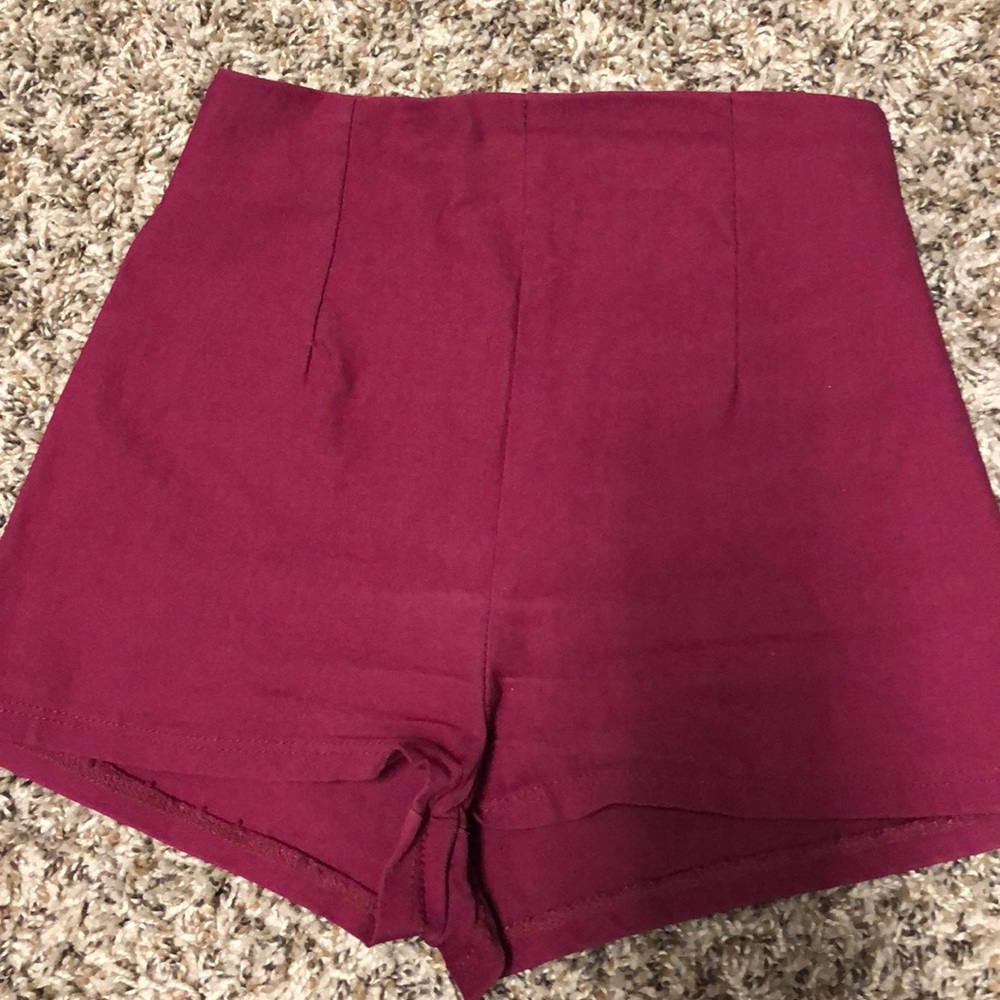 Maroon High waisted Shorts